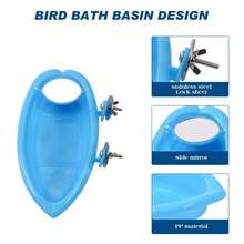 1 Pc Blue Bird Bath Bowl With Mirror, Detachable, Tiger Lily & Parrot Pattern Bathtub, Suitable For Food & Water, Can Be Used As Bird Nest/Cage, Small Pet Supplies - View 8