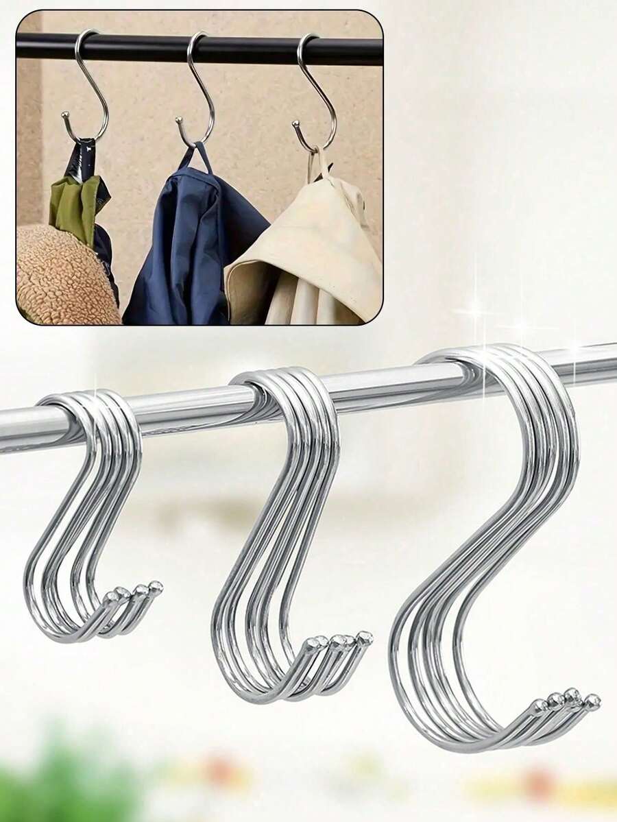 5/15 chiếc móc chữ S bằng thép không gỉ, móc chữ S đa năng dùng cho nhà bếp, phòng ngủ, móc treo kim loại kiểu dáng thời trang dùng để sắp xếp đồ trong tủ quần áo. - Nhiều màu - Xem 1