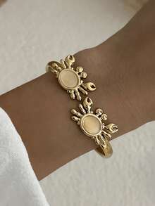 1 Stück modisches Ozean-Serie 18K Gelbgold Edelstahl Armband - Gold - Übersicht 1