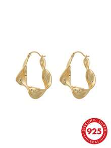 Khuyên tai vòng bện tinh tế, thời trang bằng bạc Sterling 925 dành cho nữ. - Khuyên tai vòng bện - Xem 1