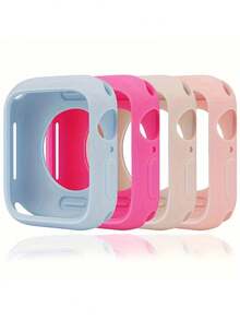 4pcs/Set Women Men Fashionable Casual Soft Silicone Watch Case Hollow Out Anti-Fall Protector Cover, For Apple Watch Case 40/41/42/44/45/46/49Mm, For Apple Watch Series Ultra/Se/11/10/9/8/7/6/5/4, Smart Watch Case Additions - Multicolor - View 12