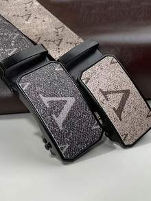 Men's Letter Belt With Shiny Metal Buckle, Fashionable And Suitable For Formal And Casual Wear, Business Casual Accessories, Fashionable Design, Advanced Craftsmanship, Durable Adjustable Strap, Fully Matched With High-Quality Belt - Multicolor - View 6