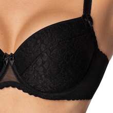 PariPari Laila Elegant Sexy Floral Lace Push-Up Bra, Wide Range Of Sizes For Perfect Support, Padded Lingerie With Removable Inserts - Black - View 4