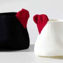 10/5/1 Pair Women's Cute Heart Decor Ankle Socks, Thin Soft Breathable Black White Red Contrast Color Casual Short Socks, Sweet Fashion Low-Cut Socks, Spring Summer Youthful Adorable Socks, Women's Comfortable Casual Socks - Multicolor - View 4