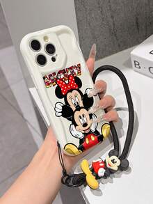 Disney Has Authorized, Phone Case - Chain Set, Mickey And Friends, Mickey Mouse And Minnie Mouse Pattern Phone Case Plus Silicone 3D Styles Mickey Mouse Bracelet With Metallic Ring Removable Bracelet, Compatible With Iphone 17/16/15/14/13/12/11/XS/XR/X Plus Pro Max, Wavy Design Phone Case For Girl, A Stylish Cartoon Summer Phone Case, The Perfect Gift Choice, Phone Protection, Durable Phone Cover, Great Gift For Friends And Family - Màu trắng kiểu A - Xem 3