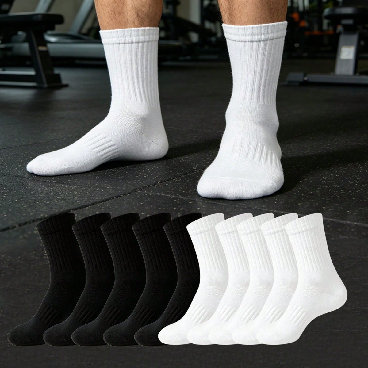 Pares de calcetines tipo tripulación para hombres, calcetines a rayas antideslizantes para fitness, calcetines para correr al aire libre, calcetines