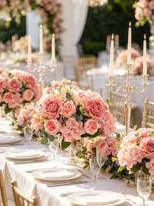 1/3/60 Peças Buquês de Flores Artificiais de Hibisco e Rosa, Buquês de Rosas Falsas, Adequados para Casa, Restaurante, Sala de Estar, Decoração de Jardim Externo, Podem Ser Usados para Casamento, Jardim Doméstico e Decoração de Festa, Flores Artificiais, Buquê de Casamento, Buquê de Noiva, Decoração de Casamento, Buquê do Dia das Mães, Decoração de Primavera - Rosa chiclete - Visão 1