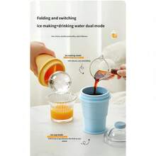 1pc Portable Foldable Ice Ball Cup, Creative Silicone Tray With Straw, Collapsible Ice Ball Maker Cup, Dual-Function Convenient Water Bottle For Summer Outdoor Use - Multicolor - View 9