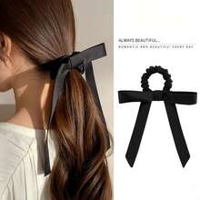 1pc Light Grey Bow Hair Scrunchie - Light Grey - View 2