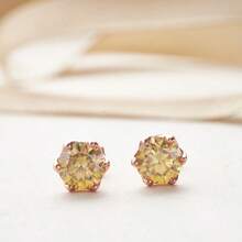 1 Đôi bông tai bạc S925 dành cho nữ, đính đá Moissanite tròn 0.5CT/1CT, thích hợp đeo hàng ngày, kèm hộp quà tặng. - Một cặp - Xem 8