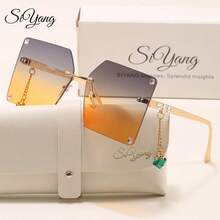 Gafas de moda de lujo de nicho de moda sobredimensionadas SIYANG, diseño de perlas colgantes para viajes y estilo callejero - Dorado - Ver 13