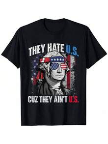 They Hate Us Cuz They Ain't Us USA 4th Of July Graphic T Shirt - 黑色 - 查看 1