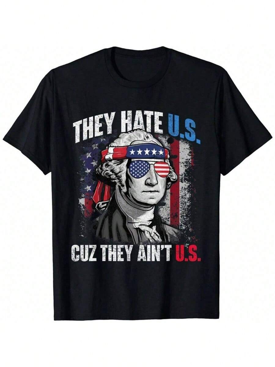 They Hate Us Cuz They Ain't Us USA 4th Of July Graphic T Shirt - 黑色 - 查看 1