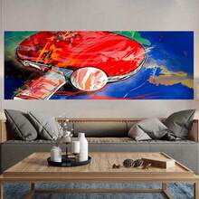 2D Plano, 2D Plano, 2D Plano 1 pieza 2D Plano Lienzo Arte Sin Marco, Con Diseños Lujosos de Paleta y Pelota de Tenis de Mesa, Adecuado para Decoración del Hogar, Pósters, Impresiones, Regalos de Halloween, Regalos de Vacaciones, Fiestas, Regalos de Cumpleaños - Enmarcado - Ver 4