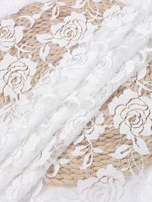 1pc Heavy Lace Rose Mesh Fabric, 3D Embroidered Handmade DIY Mesh Fabric - White - View 3