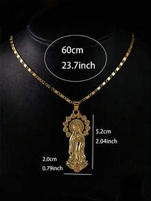 Women's Fashionable Virgin Mary Pendant Necklace - Yellow Gold - View 6