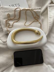 1pc Minimalist Retro Elegant Handbag, Chain Shoulder/Crossbody Bag For Party, Sophisticated Compact Purse - White - View 9