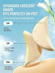 Ultra Soft Shoe Toe Inserts, Sponge Half-Size Pads, High Heel & Loafer Heel Grips, Toe Protection Anti-Friction Adjustable Forefoot Pads - A- Apricot + Black - View 8