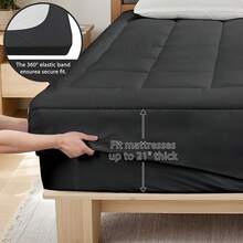 Quilted Mattress Pad Designed To Fit Snugly, Featuring A Cooling Pillow Top And Breathable, Fluffy Softness, Suitable For Mattresses With Depths Ranging From 8 To 21 Inches - Light Grey - View 3