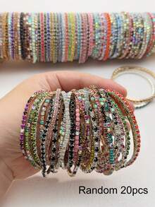 1 Set Sparkling Crystal Beaded Stretch Bracelets - Adjustable Elastic Design, Shiny Bridal Wedding Party Style, Nightclub Decor, Fashionable Women's Accessory, Perfect Gift For Friends And Family - Bracelet - View 22