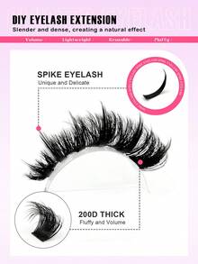 Asiteo 250pcs Bottom+Fairy+200D Eyelash Clusters, 4 IN 1 Lash Clusters Long Spikes Lower Eyelashes Reusable Lashes Clusters Volume Individual Lashes DIY Spiky Eyelash Extension Manga Cluster Eyelash Extensions - D - View 2