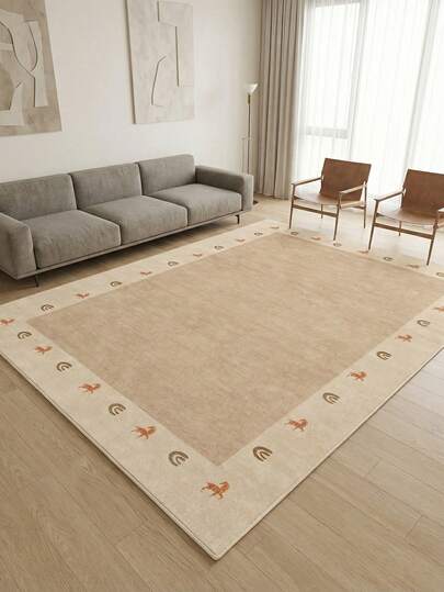 1pc Apricot Minimalist Large Size Living Room Carpet, Fresh Spring/Summer Design, Soft & Comfortable Texture, Easy Maintenance, Anti-Slip Bottom, Suitable For Living Room, Bedroom, Kitchen, Dining Room, Entryway, Office And Other Home Decor