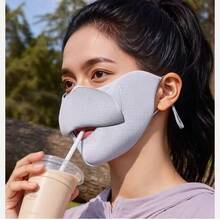 Adecuado para beber agua. Máscara facial de protección solar de verano, a prueba de viento y cálida, con diseño divisor adecuado para hombres y mujeres. Talla adulta talla grande gruesa. Máscara con fuerte protección solar y función de sombreado. Adecuado para ciclismo y senderismo al aire libre. Artículos esenciales de protección solar en verano - Multicolor - Ver 3