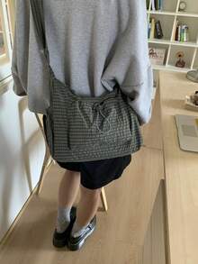 新款格紋抽繩雲朵百褶女款單肩斜跨包 - 彩色 - 查看 5