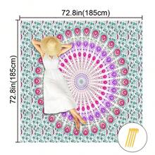 1 tấm chiếu trải biển họa tiết Mandala phong cách Bohemian, kích thước cực lớn, nhẹ và bền. Lý tưởng cho du lịch, cắm trại và dã ngoại. Kích thước cực lớn dành cho người lớn. Rất phù hợp cho bãi biển và các hoạt động ngoài trời. - B - Xem 11
