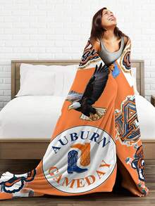 Auburn Merch University Tigers Throw Blanket Warm Blankets Breathable Air Conditioner Blanket For Car Classic Outdoor Blankets For Picnic For All Season - 黑色 - 查看 4