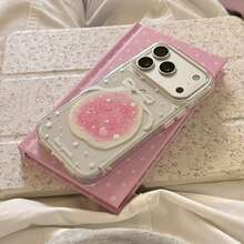 GUCADI 透明金色石榴心形烫金手机壳，兼容 17 Pro Max、16 软壳、15 透明水果壳、13 高端、独特、甜美、创意、韩式、清新、小众、轻奢风格、ins 风 - 無色 - 查看 9