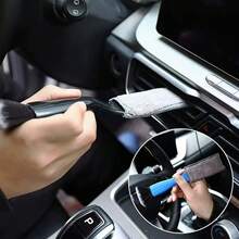 Brosse de détail pour accessoire automobile - Outil de nettoyage à poils doux, convient pour le tableau de bord, les bouches d'aération et les interstices - Sans pile requise, brosse à poussière en plastique, pour les détails de voiture et le nettoyage intérieur, Brosse avec manche mode, Brosse à poils en plastique, cadeau de Noël - Multicolore - Voir 2