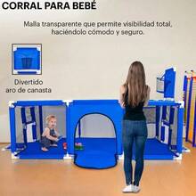 Corral para Bebé con Gimnasio de Juegos, Porterías y Tablero Infantil Multifuncional - Gris - Ver 1