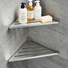 CINEYO 1pc/2pcs/3pcs Classic Stainless Steel Wall-Mounted Triangular Bathroom Storage Rack, Bathroom Shelf, Shower Rack, Bathroom Organizer. Suitable For Bathroom, Study And Kitchen. Corner Rack, Bathroom Storage Rack, Shower Shelf, Wall Shelf - Silver - View 9