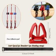 2pcs/Set (1 buah Stand dan 1 buah Tali) Stand Dudukan Joran Pancing, Dengan Tali yang Dapat Diatur, Terbuat dari Bahan ABS, Desain Portabel, Cocok untuk Pemasangan Cepat di Jembatan dan Perahu - MultiWarna - View 2
