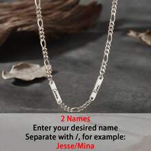 男士个性化项链 - 可定制两个名字，采用304不锈钢链制成，生日/周年纪念日/父亲节礼物，适合送给丈夫、父亲 - 适合休闲和正式场合的男士珠宝 - 个性化男士珠宝礼物，定制项链，优雅配饰，带扣，女士珠宝 - 彩色 - 查看 6