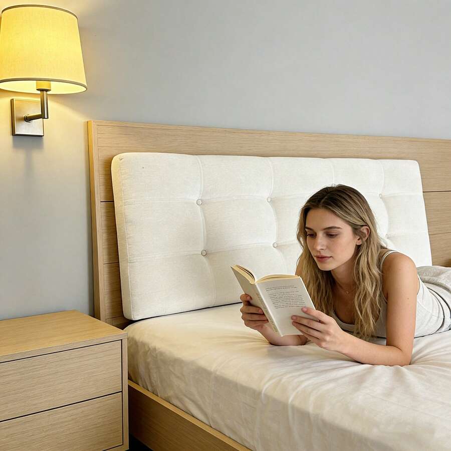 PHOCOENA Upholstered Headboard Queen Size, Sturdy And Durable Solid Wood Bed Headboard, Fabric Headboard Adjustable Height, Modern Button Design Head Board, Beige - 米色 - 查看 1