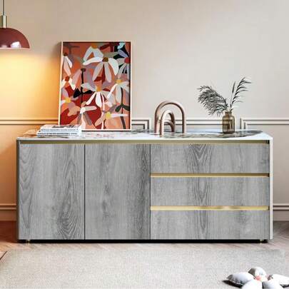 1 Roll Thick Gray Wood Grain Wallpaper, Wood Grain Contact Paper, Peel And Stick Wallpaper, Retro Wallpaper, Self-Adhesive Wallpaper, Suitable For Countertops, Cabinets, Drawers, Wardrobe Shelves, Home Decor, Room Decor, Retro Decor, House Decoration