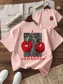 Áo thun ngắn tay cổ tròn in hình ngộ nghĩnh, phong cách thường ngày cho bé gái tuổi teen, thích hợp mặc mùa hè. - Hồng - Xem 5