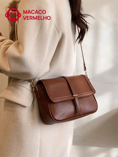 Bolsa quadrada com aba e design vintage com estilo casual elegante, leve, perfeita para adolescentes, mulheres, estudantes universitárias, iniciantes e profissionais de colarinho branco, ideal para escritório, faculdade, trabalho, negócios, deslocamentos, ao ar livre, viagens, passeios, inspirada em estilo retrô, bolsa vintage inspirada no estilo retrô para mulheres