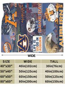 Auburn Merch University Tigers Throw Blanket Warm Blankets Breathable Air Conditioner Blanket For Car Classic Outdoor Blankets For Picnic For All Season - 黑色 - 查看 8