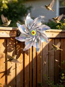 5pcs Reflective Rotating Windmills, Outdoor Bird Repellent, Shiny Bird Deterrent Windmills, Durable, Suitable For Balcony, Yard, Farm, Orchard (Silver), For Yard And Garden Decoration - A - View 7