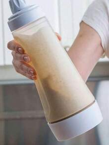 1 pieza Botella mezcladora de masa para panqueques con bola batidora, diseño de dispensador de presión, herramienta de cocina práctica para hacer panqueques, waffles, crepes y magdalenas - Blanco - Ver 5