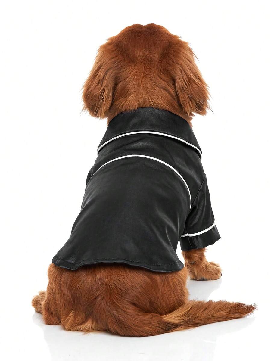 PETCIRCLE 1件宠物服装,室内外皆宜,欧美韩风,适合贵宾犬、泰迪犬、小型犬及幼犬,休闲睡衣 - 黑色 - 黑色 - 查看 1