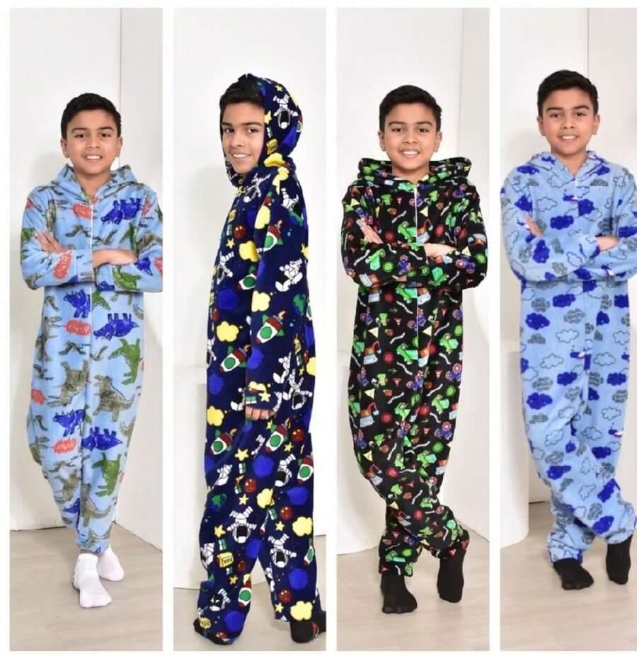 Boys' Winter Jumpsuit, Super Warm, Long Sleeves, Assorted Prints, Comfort And Thermal Protection - Multicolor - View 1