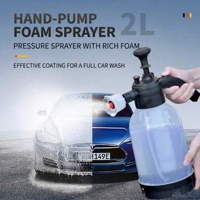 2 L Pulvérisateur à pression à pompe manuelle, arrosoir de jardin à buse réglable, pulvérisateur de mousse de lavage de voiture portable pour le nettoyage des plantes à usage domestique