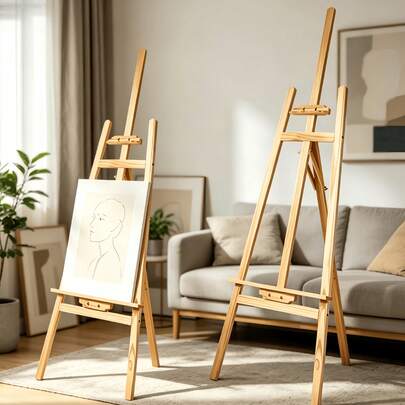 Nieuwe opvouwbare schildersezel van massief hout, in hoogte verstelbare displaystandaard, professionele schetsezel geschikt voor kunststudenten en schilders, verkrijgbaar in verschillende maten.