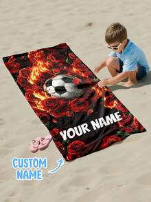 Personalized Children's Beach Towel, Perfect Summer Birthday Gift, Suitable For Various Summer Occasions. Customizable Beach Towel And Accessories, Applicable For Beach, Swimming Pool, Travel, Camping, Yoga And Other Scenarios. - Multicolor - View 9