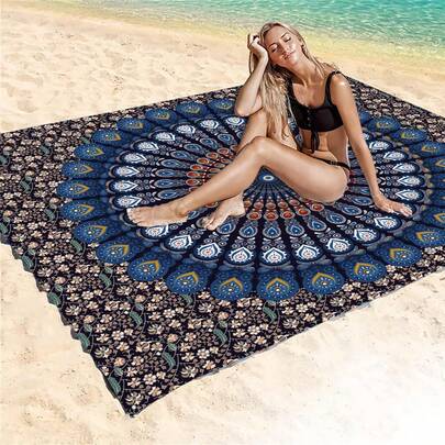 1 tấm chiếu trải biển họa tiết Mandala phong cách Bohemian, kích thước cực lớn, nhẹ và bền. Lý tưởng cho du lịch, cắm trại và dã ngoại. Kích thước cực lớn dành cho người lớn. Rất phù hợp cho bãi biển và các hoạt động ngoài trời.