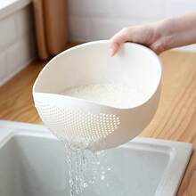 1pc Multifunctional Storage Basket - Fruit, Vegetable, Rice, Grain Washing And Draining Dual-Use, Space-Saving Kitchen Organization Essential, Durable Colander, Strainer, Rice Washing Bowl With Built-In Filter - Ideal For Effectively Rinsing Small Grains And Kitchen Prep, Food- Material, Great For Draining Cooked Pasta/Veggies, Versatile Filter | Efficient Drainage | Practical Kitchen Tool - One Size Fits All - View 12